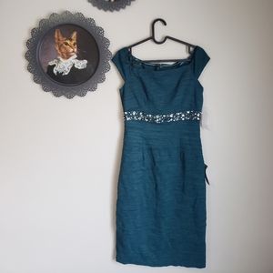 ELIZA J FORMAL GREEN WITH GEMS DRESS NWT